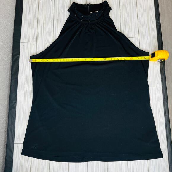 Michael Kors Black Sleeveless High Neck Embroidered Halter Top - Picture 7 of 10